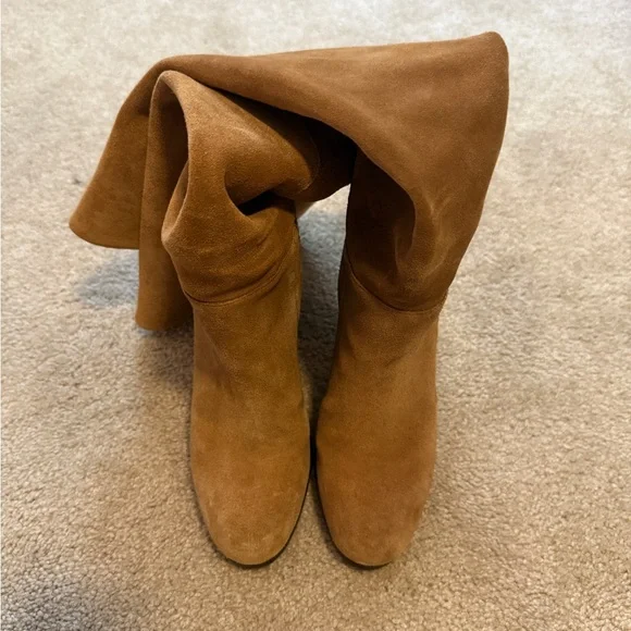 Sam Edelman Camel Suede Tan Knee-High Victoria Boots Size 8 - Picture 4 of 15
